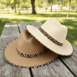 Wholesale straw Fedora Two Woven Band Trim One Paper