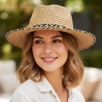 Wholesale straw Fedora Two Woven Band Trim One Paper