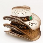 Wholesale straw Cowboy Hat Floral Embroidery Stone Band One Fits Most Paper