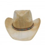 Wholesale rustic Straw Cowboy Hat Bead Rhinestone Band One Fits Most Paper