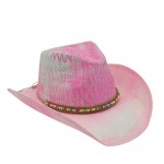 Wholesale rustic Straw Cowboy Hat Bead Rhinestone Band One Fits Most Paper