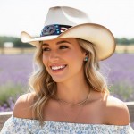 Wholesale straw Cowboy Hat Americana Eagle Concho Multi Color Vegan Leather Band