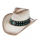 Wholesale two Straw Cowboy Hat Turquoise Studs Concho One Fits Most Paper