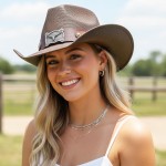 Wholesale two Straw Cowboy Hat Steer Concho One Fits Most Paper