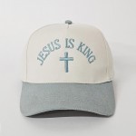 "Jesus Is King" & Cross Embroidered Two Tone Baseball Cap

- One Size Fits Most
- Snap Back Closure
- 100% Cotton