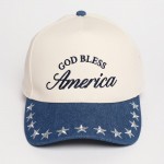 "God Bless America" Embroidered Two Tone Baseball Cap With Star Details 

- One Size Fits Most
- Snap Back Closure
- 100% Cotton
