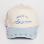 "God Bless America" Embroidered Two Tone Baseball Cap With Star Details 

- One Size Fits Most
- Snap Back Closure
- 100% Cotton