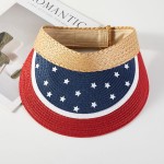 Wholesale american Flag Themed Straw Sun Visor Hat One Fits Most Paper