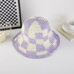 Wholesale woven Paper Straw Bucket Hat Two Plaid One Fits Most Adjustable Drawst