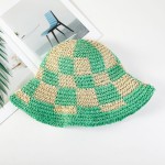 Wholesale woven Paper Straw Bucket Hat Two Plaid One Fits Most Adjustable Drawst
