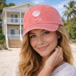 Wholesale salty Shell Embroidered Baseball Cap One Fits Most Slide Buckle Adjus