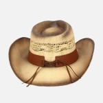Wholesale vented Vintage Straw Cowboy Hat Turquoise Rhinestone Studded Shield Ba