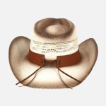 Wholesale vented Vintage Straw Cowboy Hat Turquoise Rhinestone Studded Shield Ba