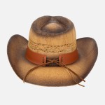 Wholesale vented Vintage Straw Cowboy Hat Turquoise Rhinestone Studded Shield Ba