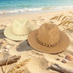 Wholesale straw Sun Hat Woven Pearl Band One Fits Most Paper