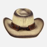 Wholesale vintage Straw Cowboy Hat Vegan Leather Band Turquoise Details One Fits