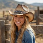 Wholesale vintage Straw Cowboy Hat Rustic Studded Band Star Concho One Fits Most