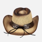 Wholesale vintage Straw Cowboy Hat Rustic Studded Band Star Concho One Fits Most