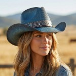 Wholesale vintage Straw Cowboy Hat Rustic Studded Band Star Concho One Fits Most