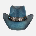 Wholesale vintage Straw Cowboy Hat Rustic Studded Band Star Concho One Fits Most