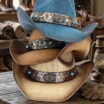 Wholesale vintage Straw Cowboy Hat Rustic Studded Band Star Concho One Fits Most