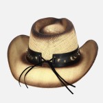 Wholesale vintage Straw Cowboy Hat Studded Details Bull Head Concho One Fits Mos