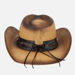 Wholesale vintage Straw Cowboy Hat Studded Details Bull Head Concho One Fits Mos
