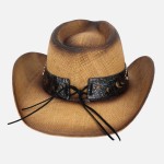 Wholesale vintage Straw Cowboy Hat Turquoise Gem Flower Concho Band One Fits Mos