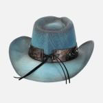 Wholesale vintage Straw Cowboy Hat Studded Band Turquoise Shield Detail One Fits