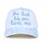C.C TCM0052
"You Look Like You Love Me" Embroidered Three Tone baseball Cap 

- One Size Fits Most 
- Snap Back Closure 
- 100% Cotton 