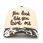 C.C TCM0052
"You Look Like You Love Me" Embroidered Three Tone baseball Cap 

- One Size Fits Most 
- Snap Back Closure 
- 100% Cotton 