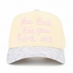 C.C TCM0052
"You Look Like You Love Me" Embroidered Three Tone baseball Cap 

- One Size Fits Most 
- Snap Back Closure 
- 100% Cotton 