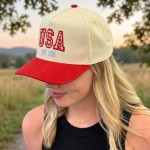 Wholesale tCM USA Embroidered Baseball Cap Plaid Detail One Fits Most Snap Back