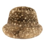 Wholesale fawn Print Faux Fur Bucket Hat made plush ultra soft faux fur printed