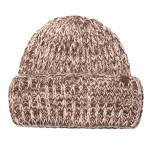 Wholesale cuffed knit beanie chunky marled yarn deep fold brim covers ears sits