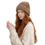 Wholesale cuffed knit beanie chunky marled yarn deep fold brim covers ears sits