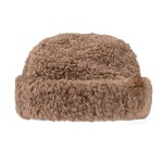 Wholesale fluffy Sherpa Roll Brim Hat covered plush curly sherpa crown cuff cozy
