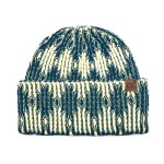 Wholesale cuffed knit beanie two diamond pattern deep fold brim sits low across
