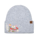 Wholesale bring touch cottage charm cold weather floral embroidered knit beanie