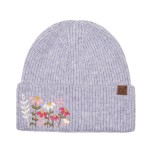 Wholesale bring touch cottage charm cold weather floral embroidered knit beanie
