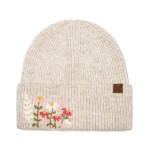 Wholesale bring touch cottage charm cold weather floral embroidered knit beanie