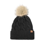 Wholesale cable Knit Faux Fur Pom Beanie classic braided cable crown ribbed cuff
