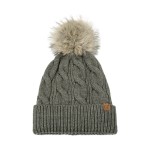Wholesale cable Knit Faux Fur Pom Beanie classic braided cable crown ribbed cuff
