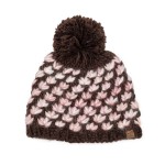 Wholesale popcorn Stitch Pom Beanie knit textured bubble pattern ribbed cuff chu