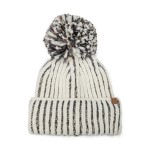 Wholesale two Ribbed Pom Beanie knit chunky vertical rib marled contrast yarn ad