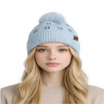 Wholesale c C HTE Vertical Stripe Knit Pattern Pom Beanie One Recycled Polyester