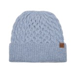 Wholesale cable Knit Cuffed Beanie allover braided cable pattern thick fold cuff
