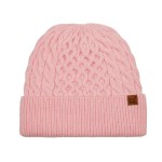 Wholesale cable Knit Cuffed Beanie allover braided cable pattern thick fold cuff