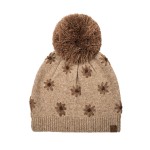 Wholesale daisy Knit Pom Beanie flower motif knit right into fabric soft vintage