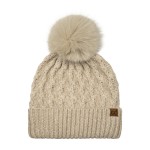Wholesale lattice Cable Knit Pom Beanie allover diamond cable soft heathered yar